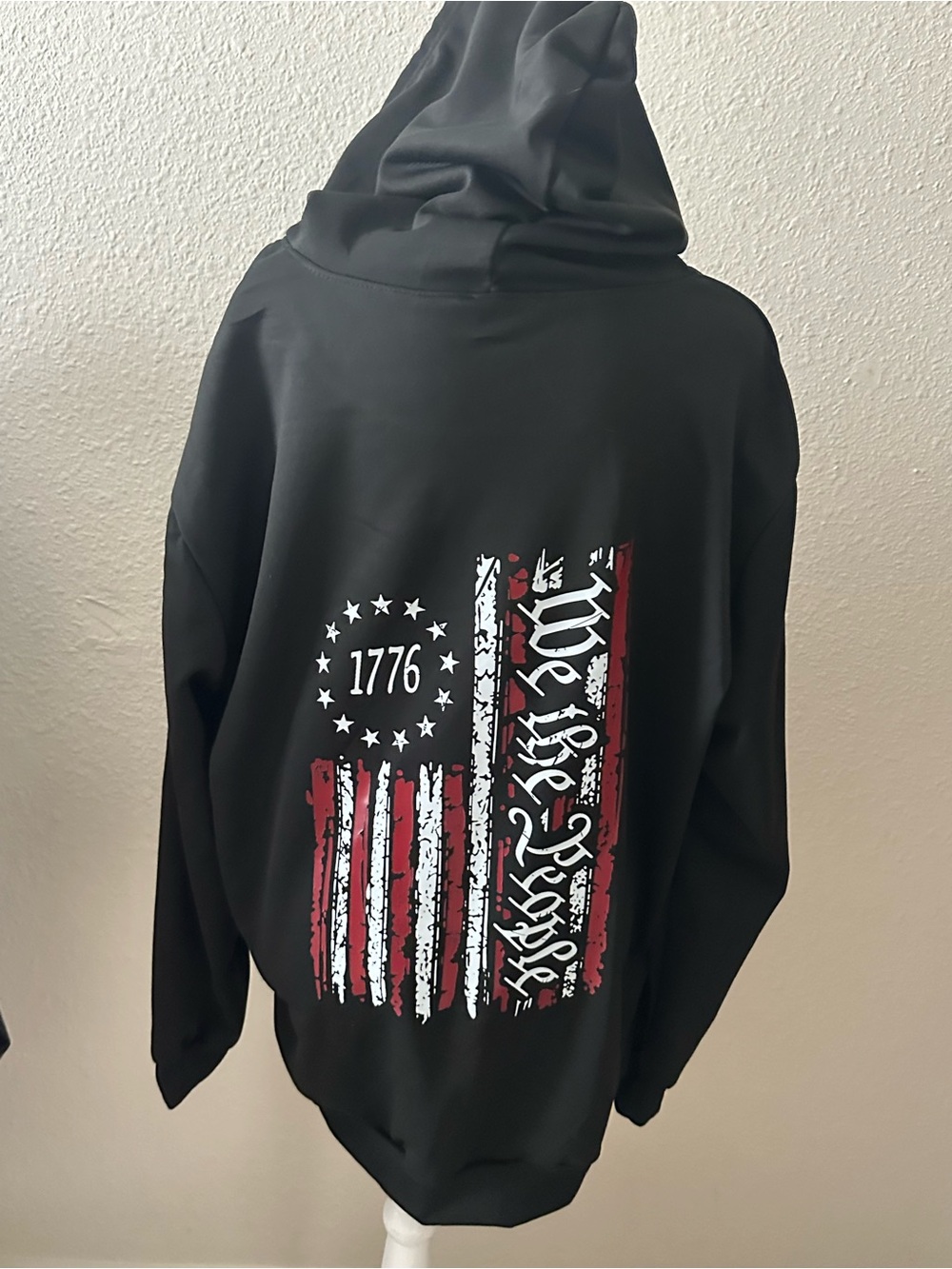 Black Men's Hoodie with 1776 Flag Graphic